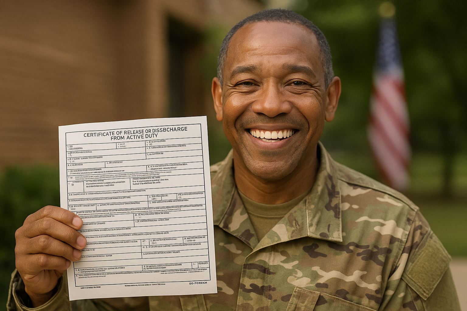 Veteran accessing VA disability compensation and healthcare benefits with DD214 military discharge papers from DD214Fast